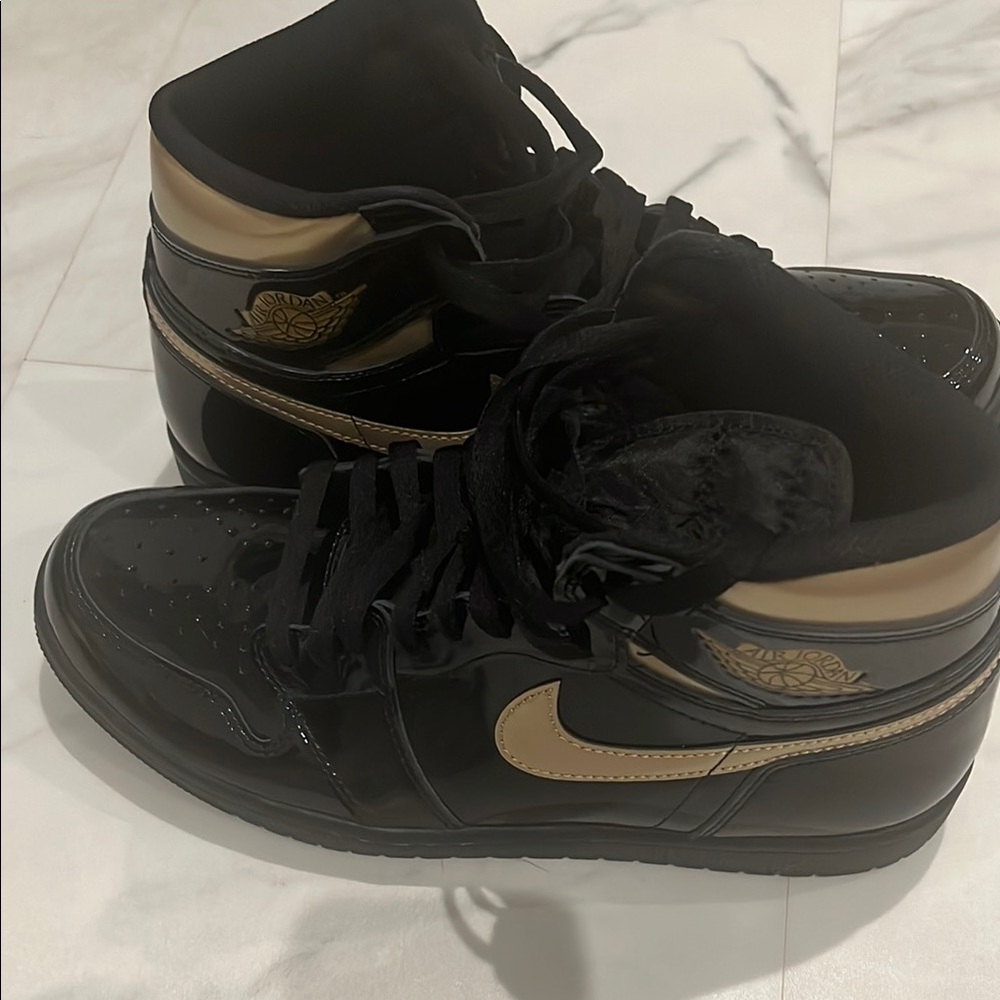 Black and Gold High-Top Sneakers